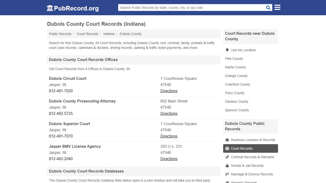 Free Dubois County Court Records (Indiana Court Records)