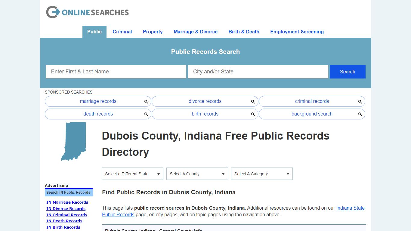 Dubois County, Indiana Public Records Directory