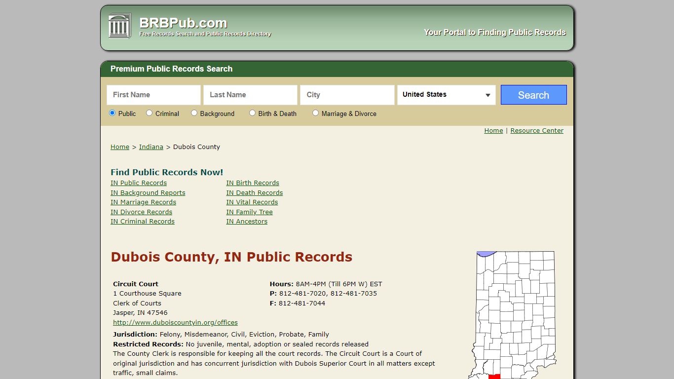 Dubois County Public Records | Search Indiana Government ...